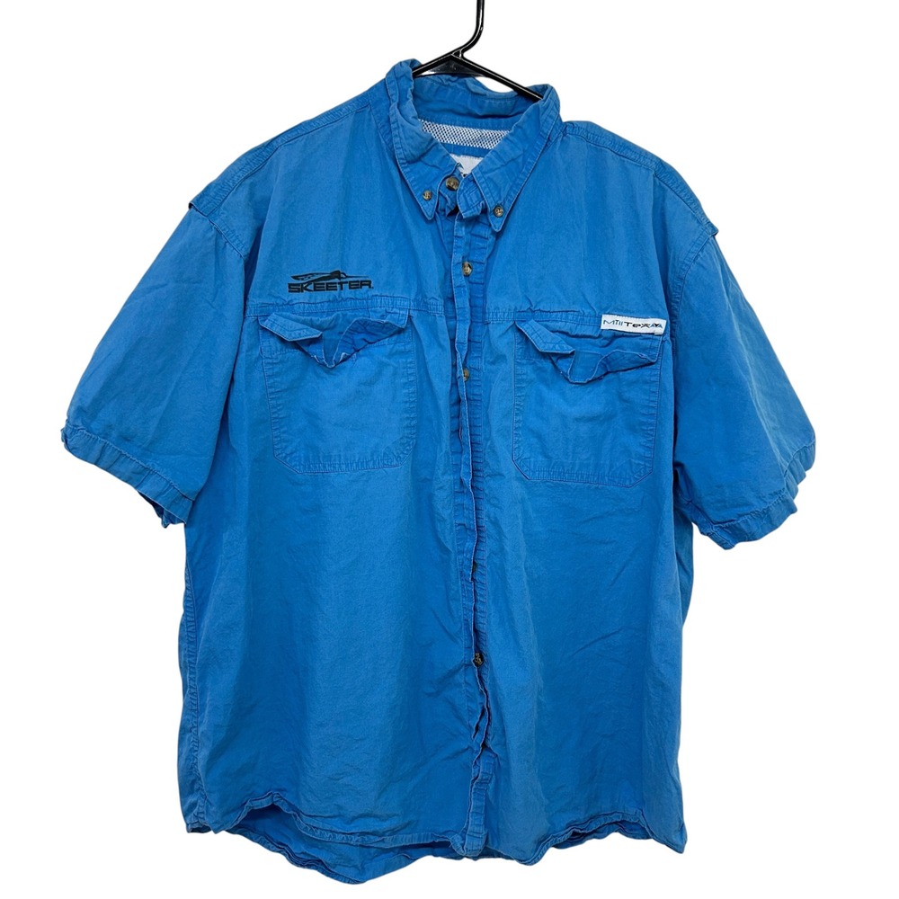 MillTex Skeeter Fishing Shirt Vented Short Sleeve‎ XL Blue Gorpcore Outdoorsy